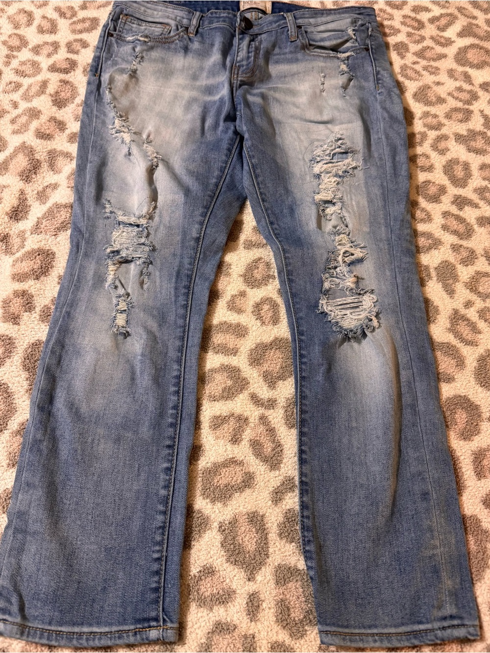 Buckle Women's Distressed Light Blue Boot Cut Jeans